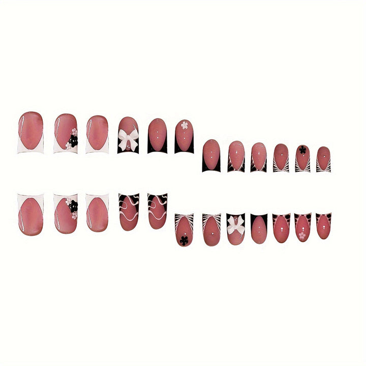 Decorative Press-On Nail Art with Floral and Graphic Designs Kalsten