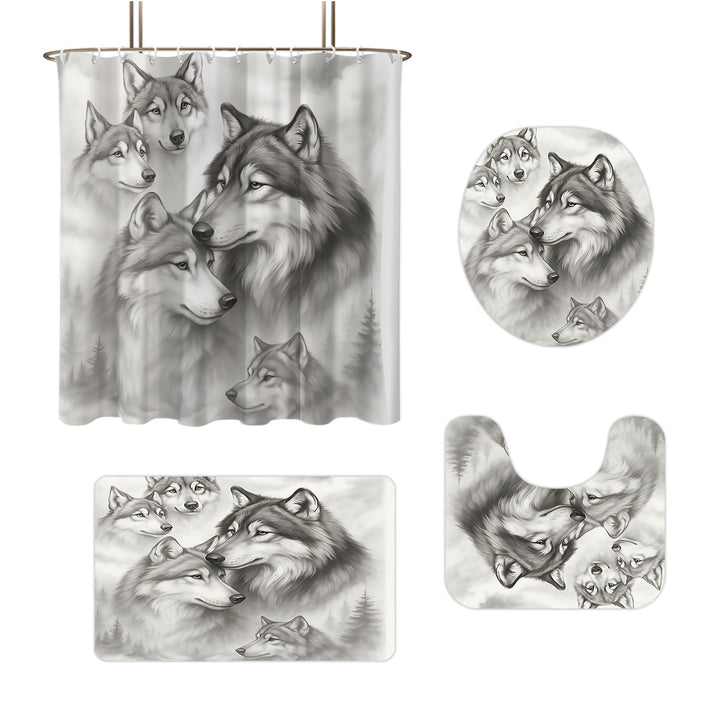High-Definition Wolf-Themed Bathroom Décor Set Kalsten