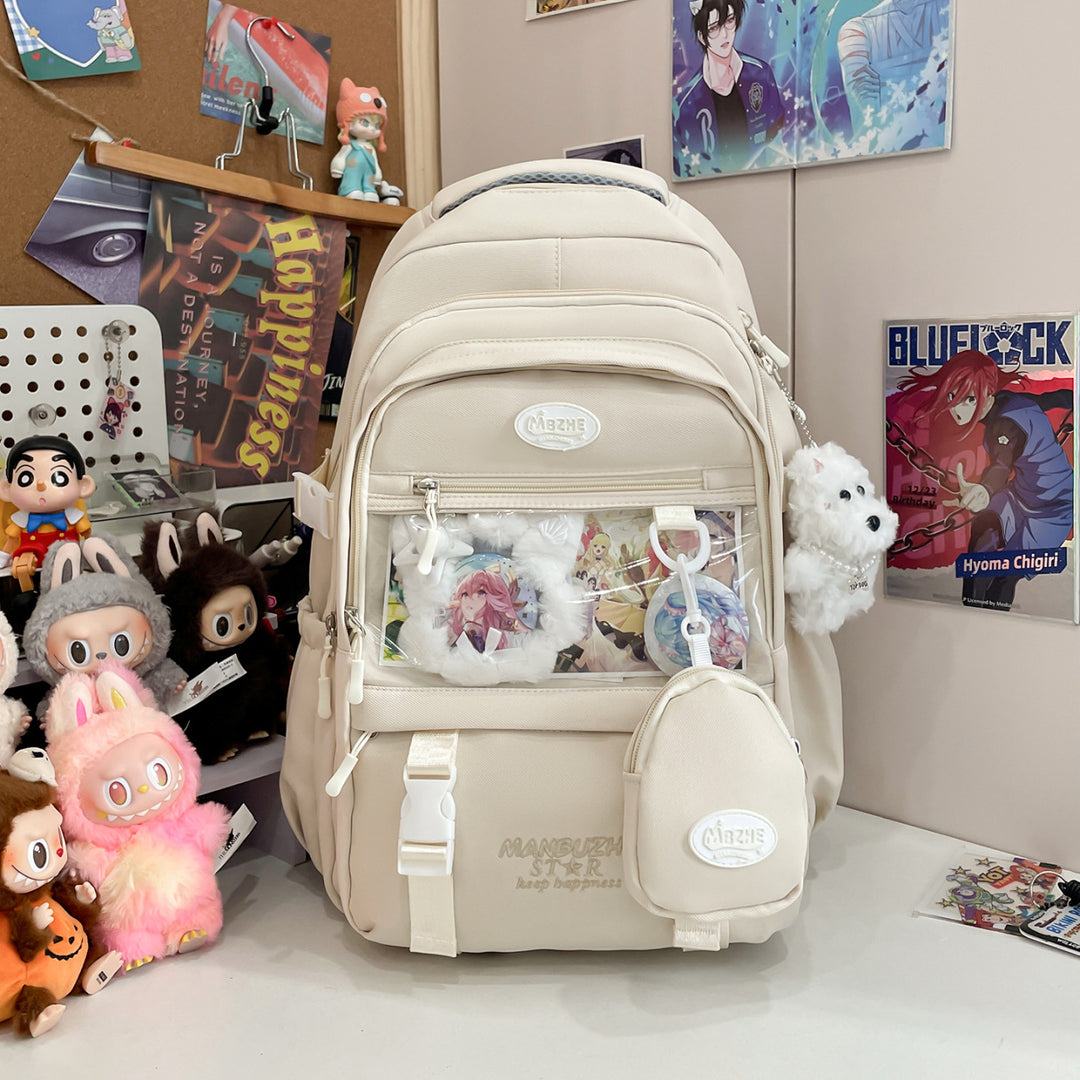 Cute Character-Themed Multi-Pocket Backpack