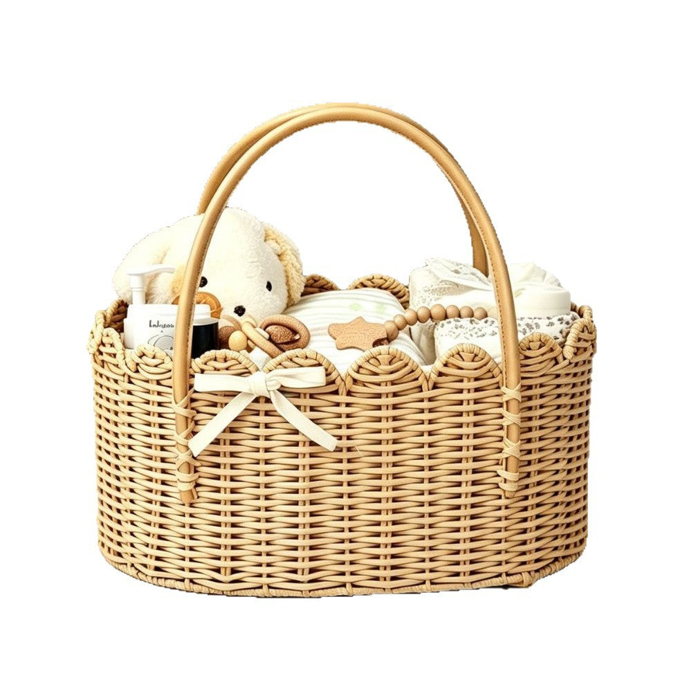 Decorative Woven Storage Basket with Scalloped Edges Kalsten