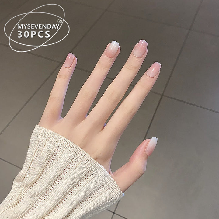 Glossy Press-On Nail Set with Elegant French Tips Kalsten