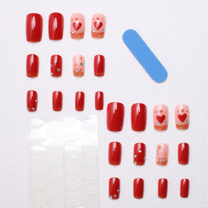 Glamorous Heart-Accent Press-On Nails Kalsten