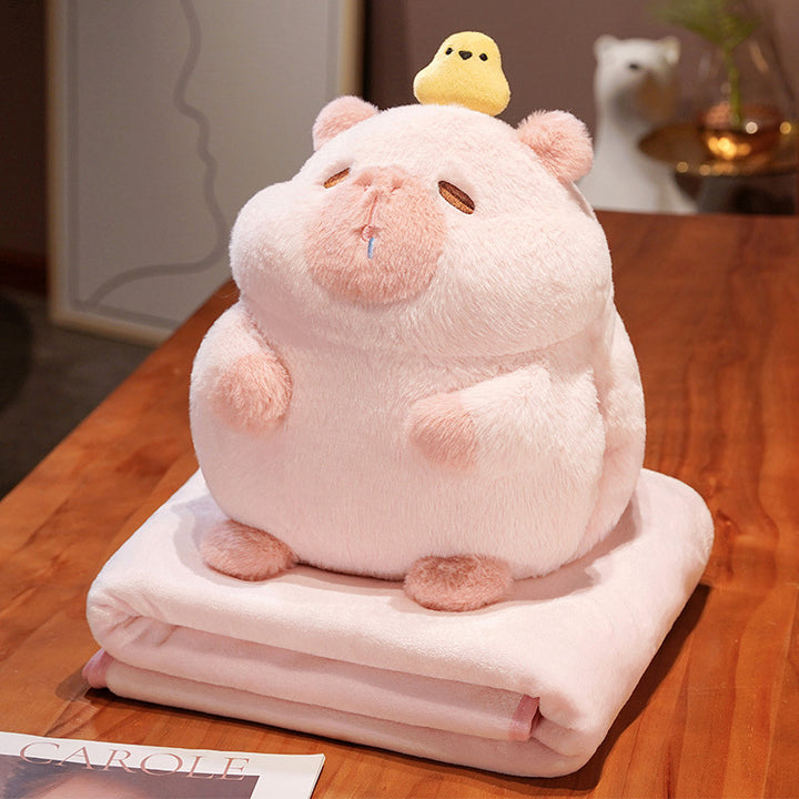 Cute plush pig cuddle set with fleece blanket