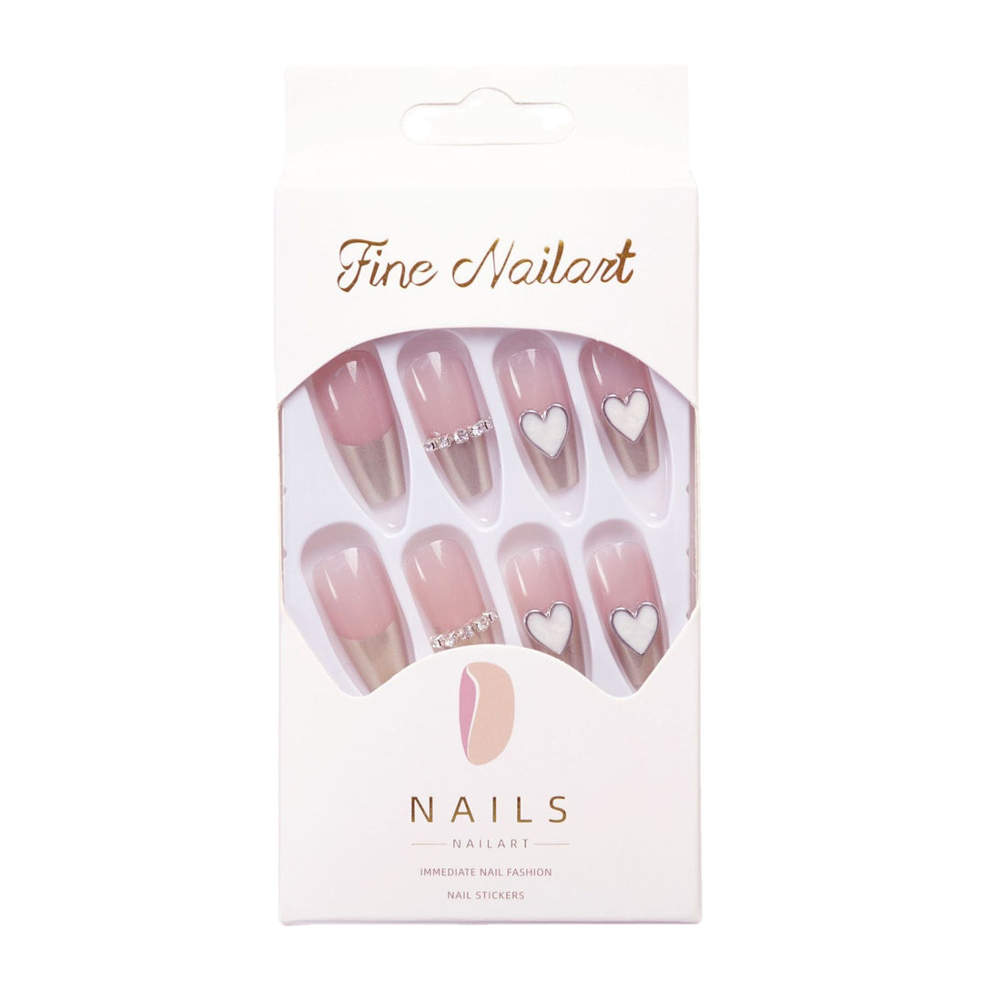 Heart-Embellished Press-On Nail Art Kalsten