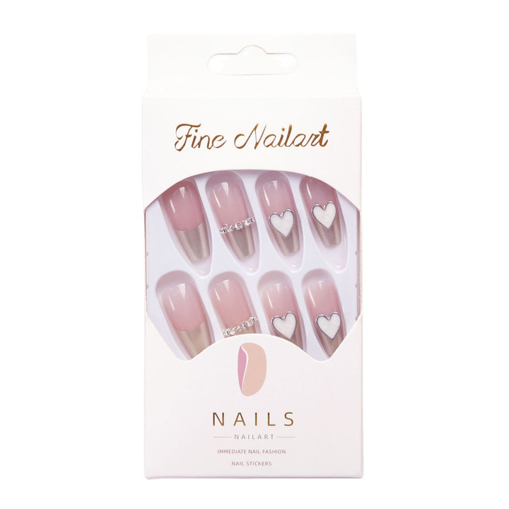 Heart-Embellished Press-On Nail Art Kalsten