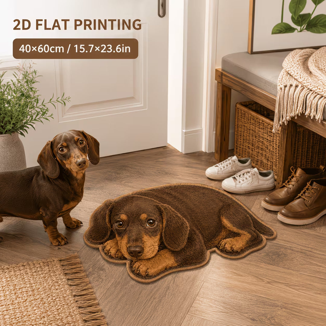 Rottweiler-Shaped Plush Area Mat