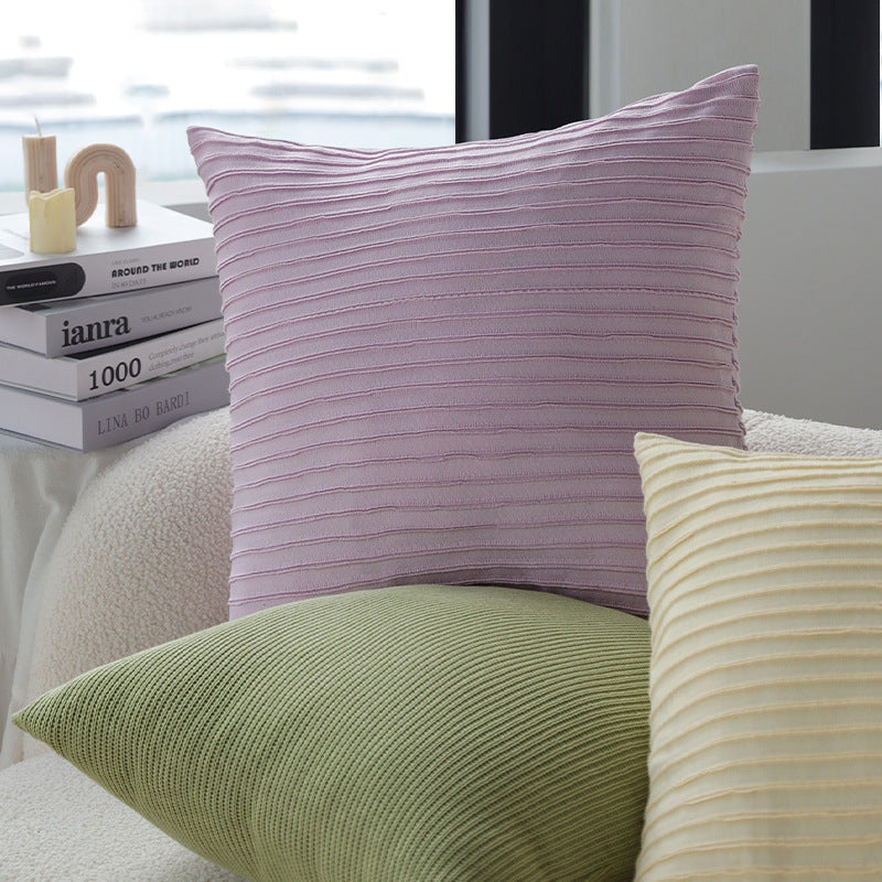 Square knitted decorative cushion cover with fine ribbed pattern Kalsten