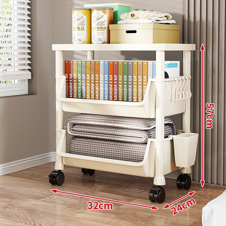 Compact Two-Tier Rolling Storage Cart with Removable Bins and Swivel Casters