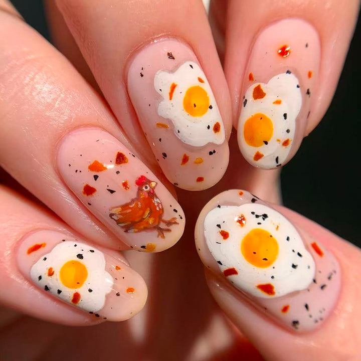 Artificial nails with playful breakfast motif Kalsten