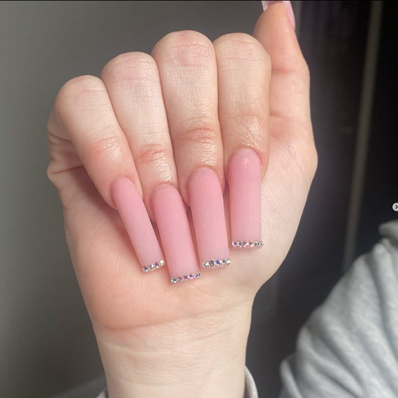 Long Press-On Nails with Rhinestone Accents Kalsten