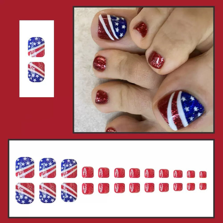 Nail art set with creative glitter design and American motif Kalsten