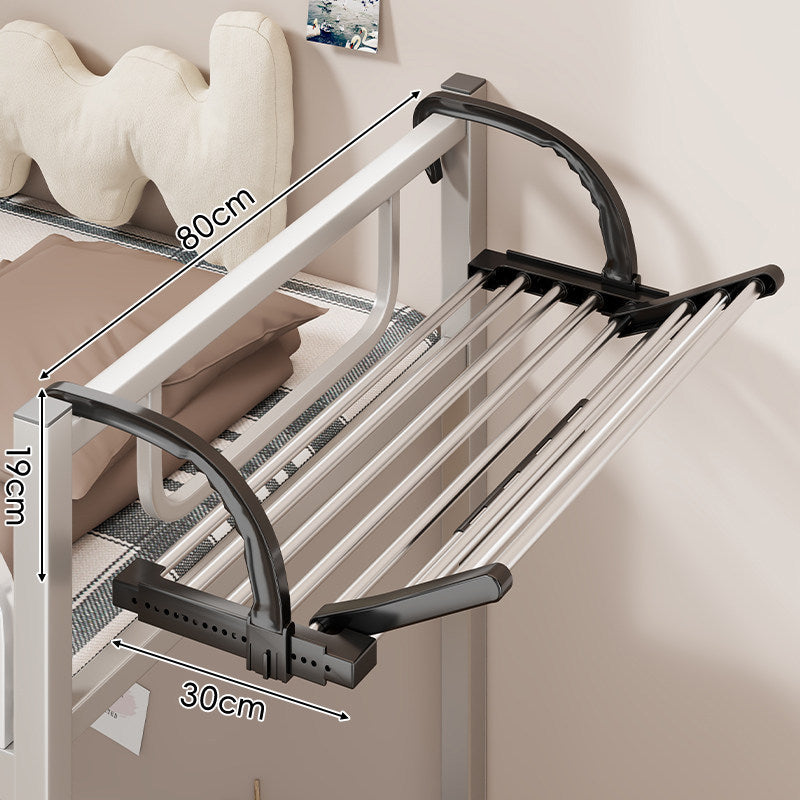 Expandable Over-Rail Telescopic Clothes Drying Rack with Multiple Stainless Steel Rods