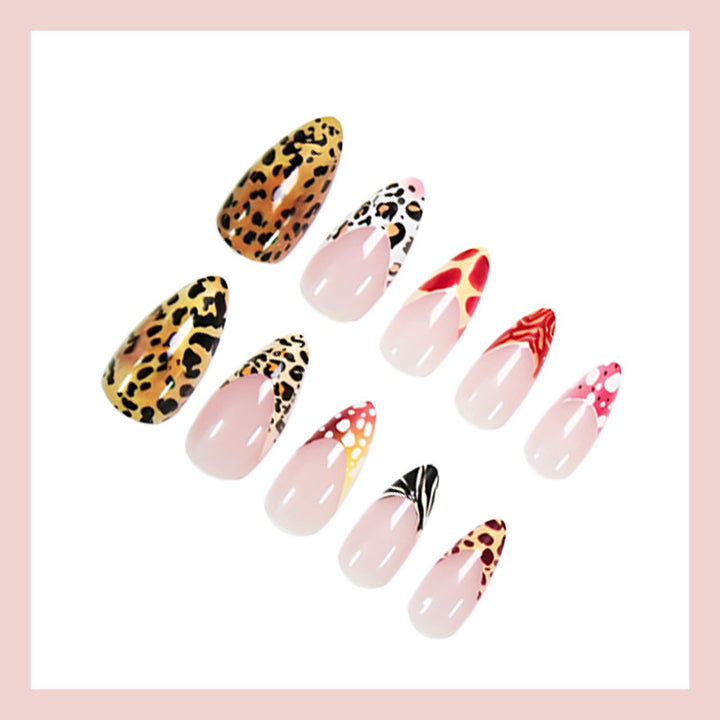Acrylic nail set with elegant animal and geometric designs Kalsten