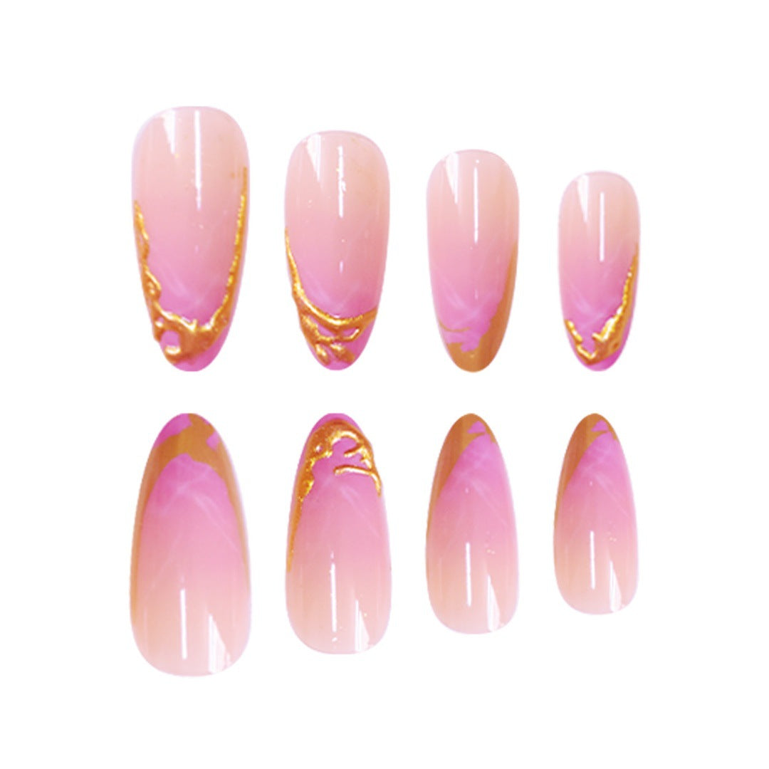 Elegant Stiletto Press-On Nail Extensions with Gold Tip Accents Kalsten