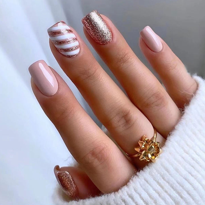 Glittery Press-On Nail Tips Set Kalsten