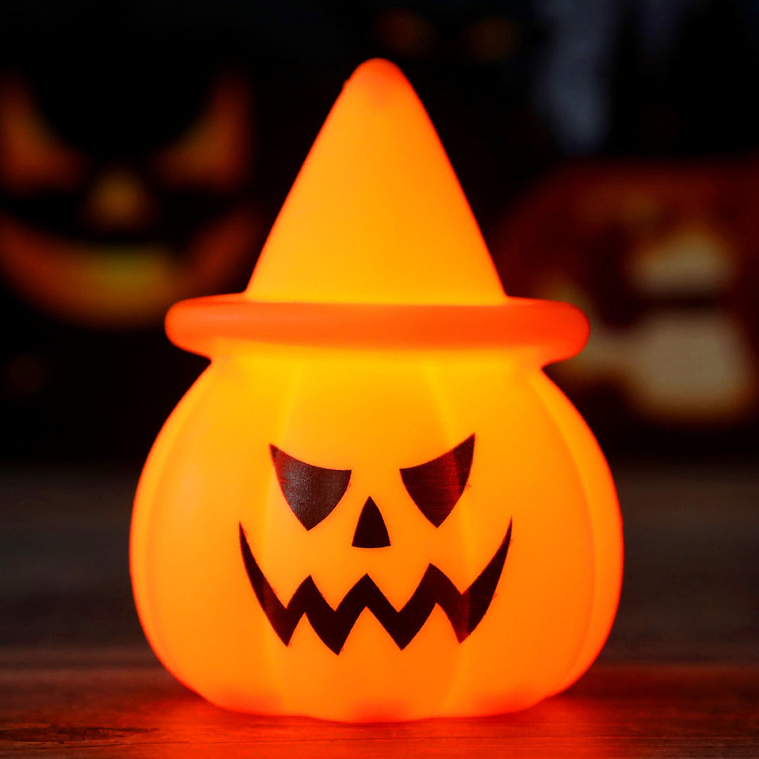 Halloween LED Pumpkin Mood Light with Witch Hat