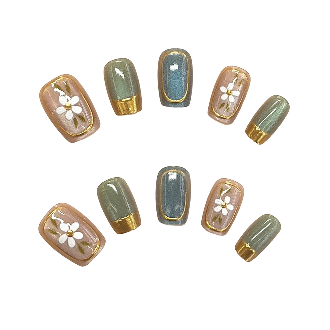 Floral Accent Press-On Nail Art Set Kalsten