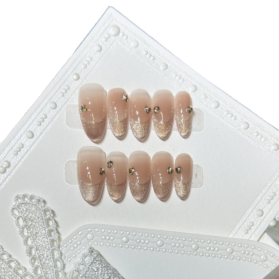 Elegant Glitter-Accent Press-On Nail Set Kalsten