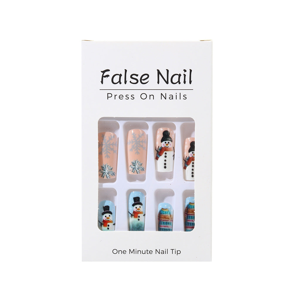 Festive artificial nails with snowman motif Kalsten
