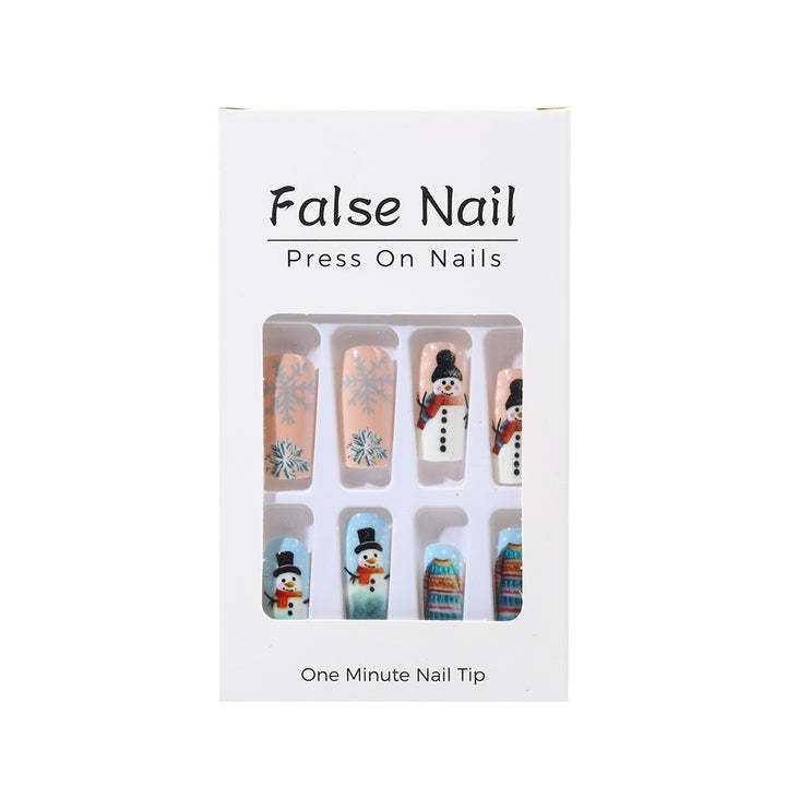 Festive artificial nails with snowman motif Kalsten