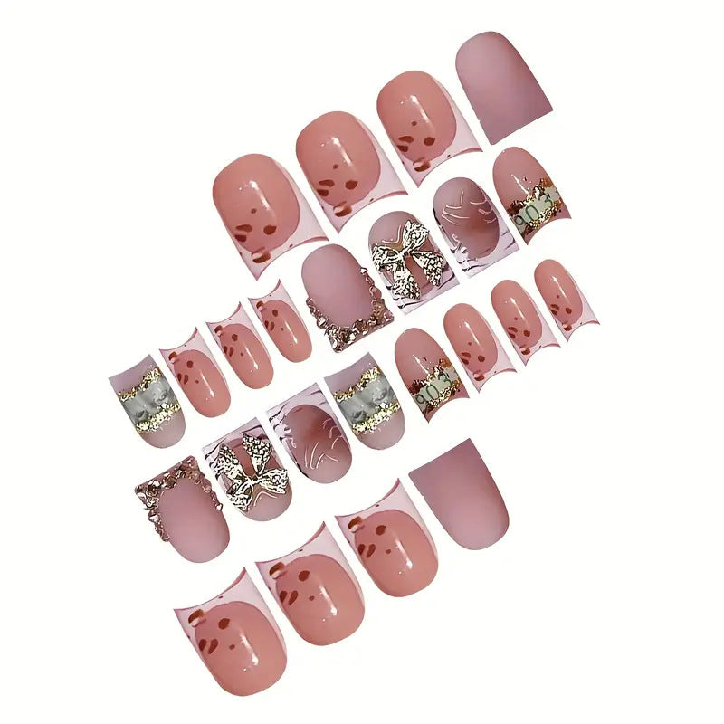 Decorative Gold-Accented Press-On Nail Art Kalsten