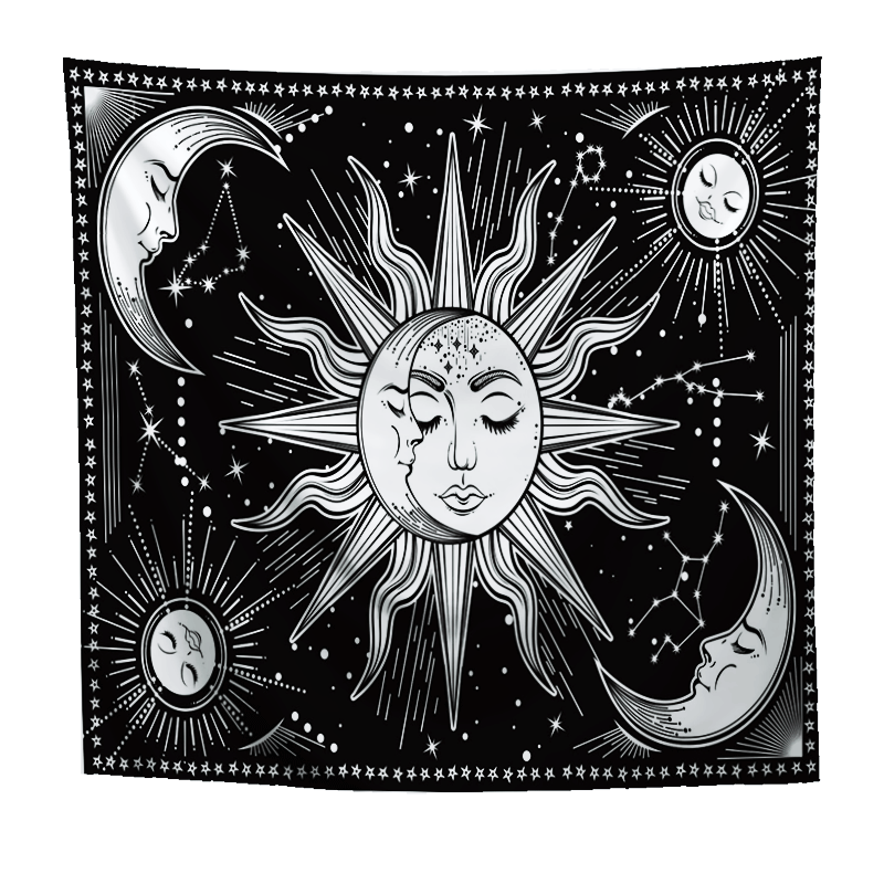 Celestial Sun and Moon Wall Tapestry