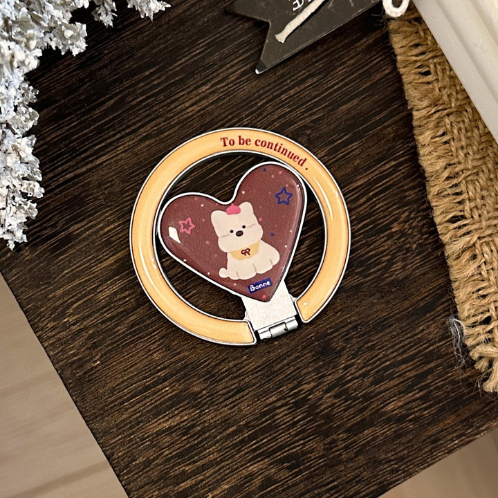 Hand mirror in heart-shaped design with cute bear motif Kalsten