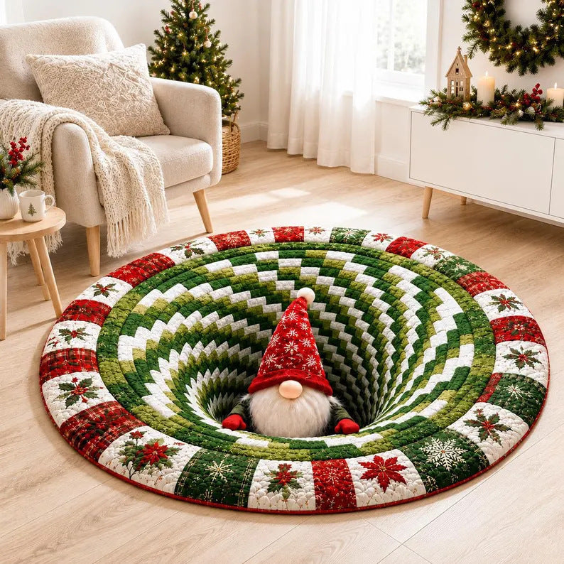 Round Holiday-Themed Area Rug