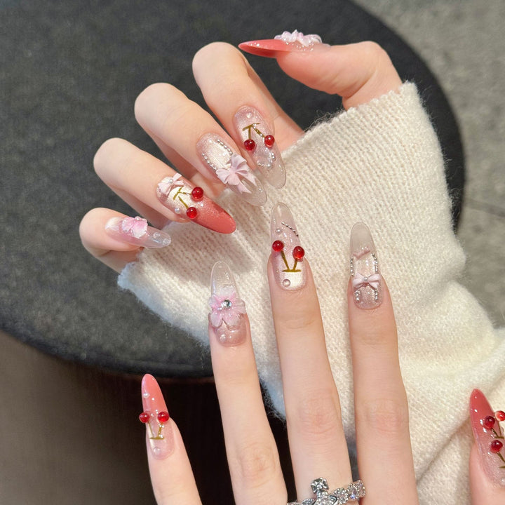 Artistic Cherry Blossom Press-On Nails