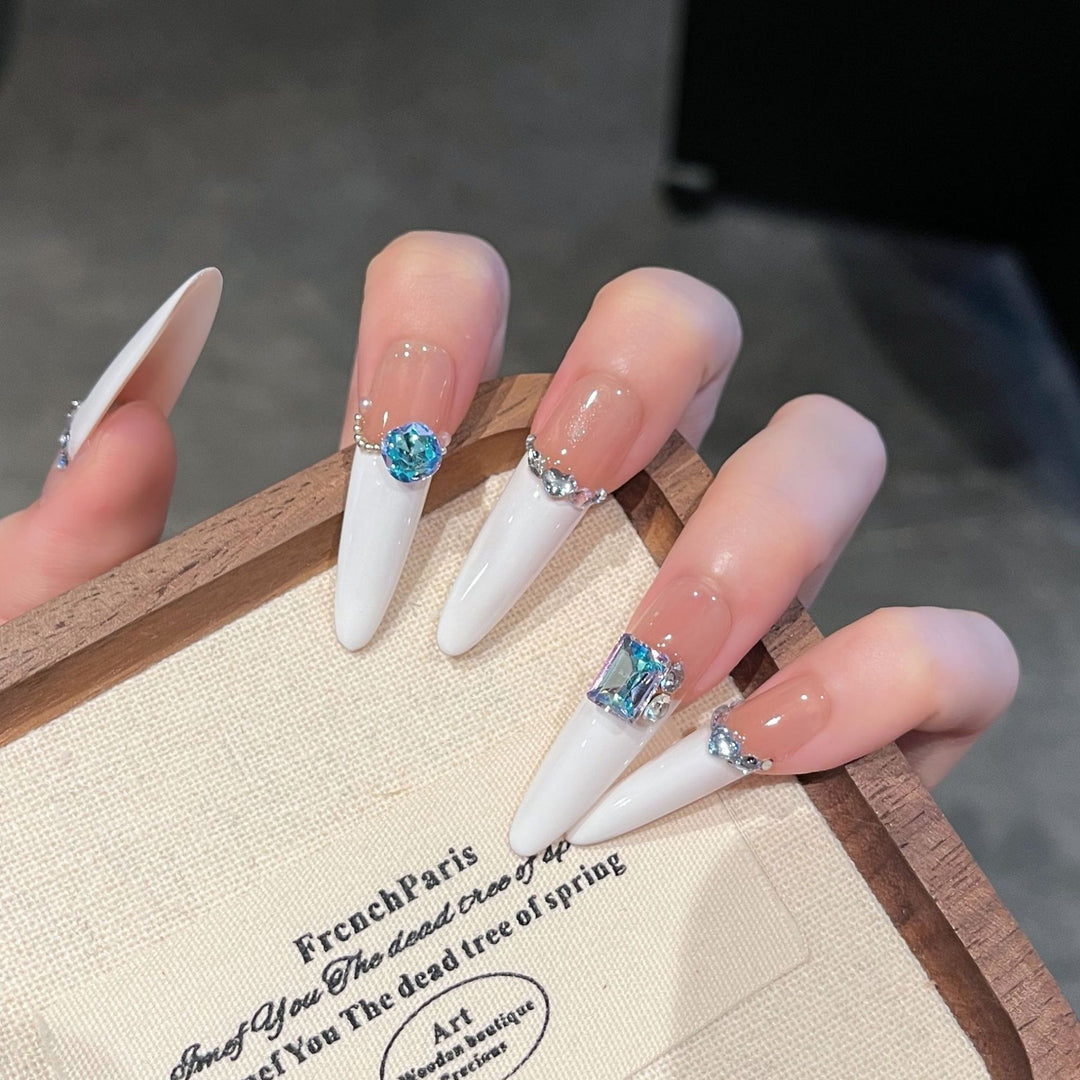 Elegant Gem-Accented Press-On Nail Extensions Kalsten