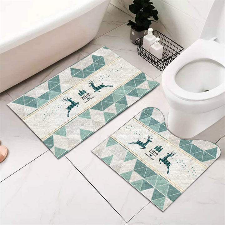 Festive Holiday-Themed Bathroom Mat Set