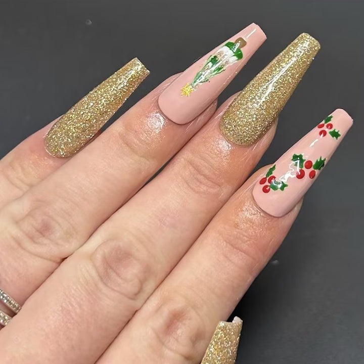 Holiday-Themed Glitter Acrylic Nails Kalsten