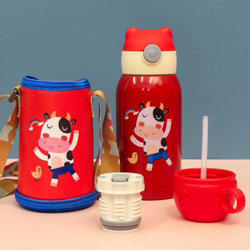 Women's Insulated Bottle with Strap and Cute Bunny Design Kalsten