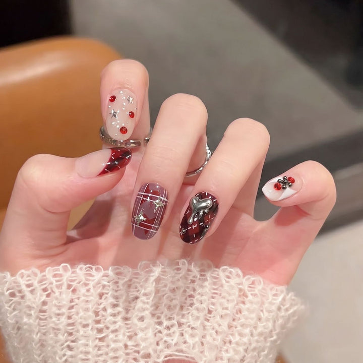 Artistic Press-On Nail Set with Charming Designs Kalsten