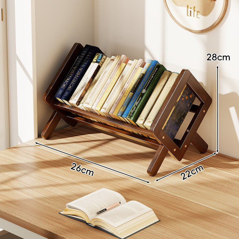 Slanted Wooden Desktop Book Display Rack with Folding A-Frame Legs