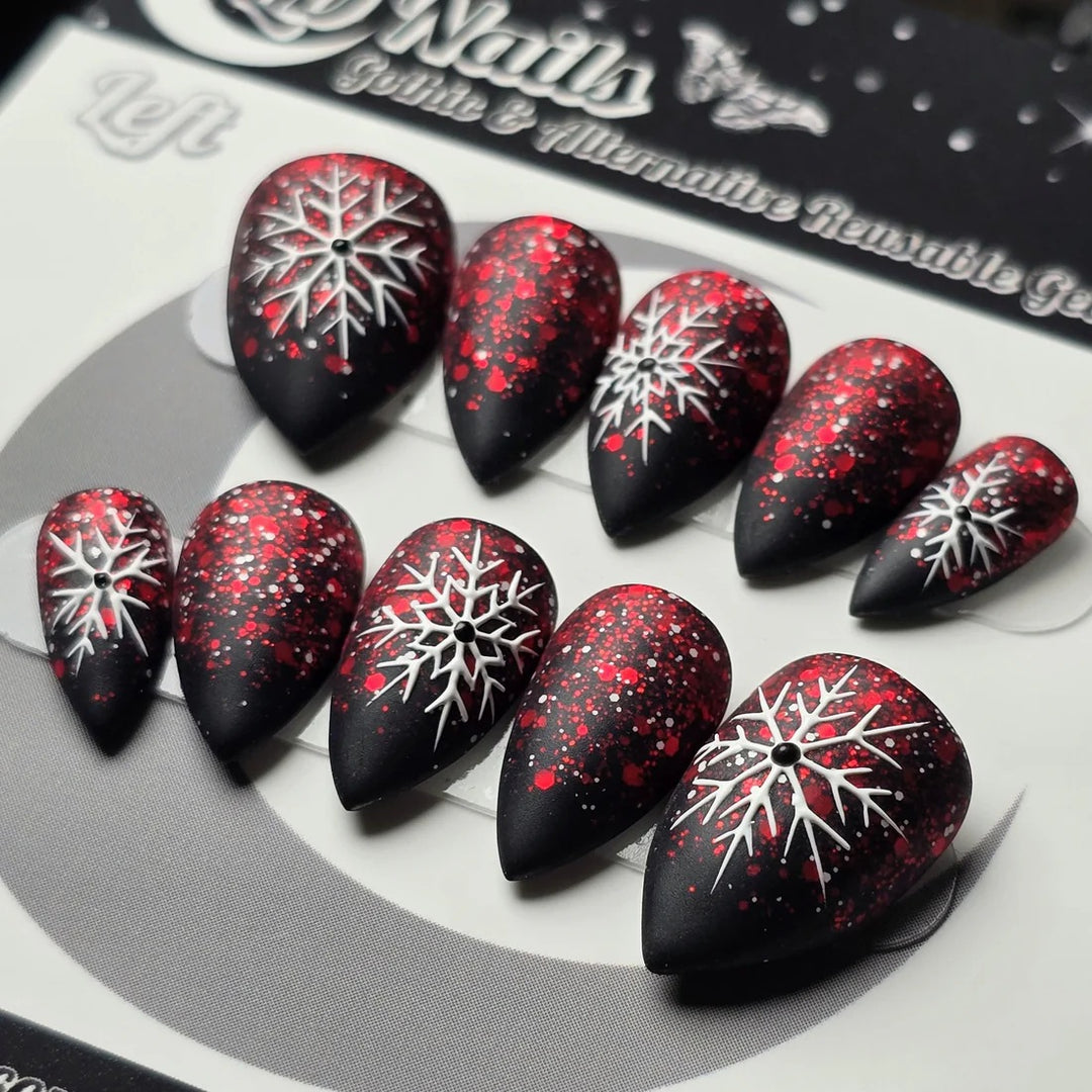 Artificial Winter Nails with Snowflake Pattern Kalsten