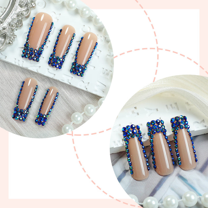 Designer Press-On Nail Set with Rhinestone Accents kalsten
