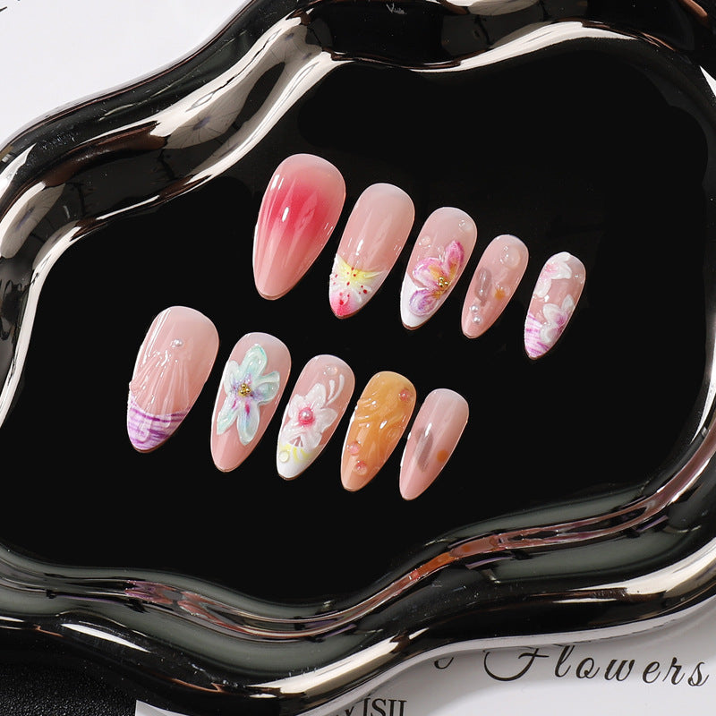 Artistic Floral Press-On Nail Set Kalsten