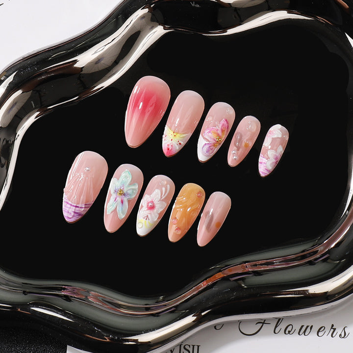 Artistic Floral Press-On Nail Set Kalsten