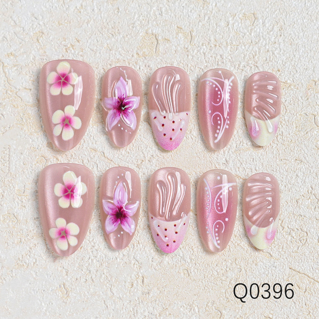 Artistic Floral Design Press-On Nail Set Kalsten