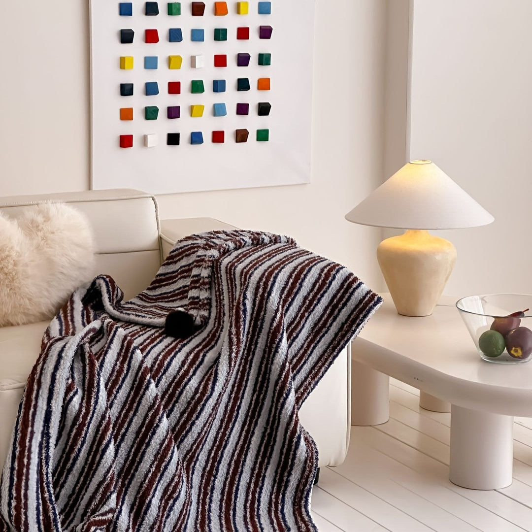 Extra soft Sherpa throw blanket with Scandinavian Norwegian pattern