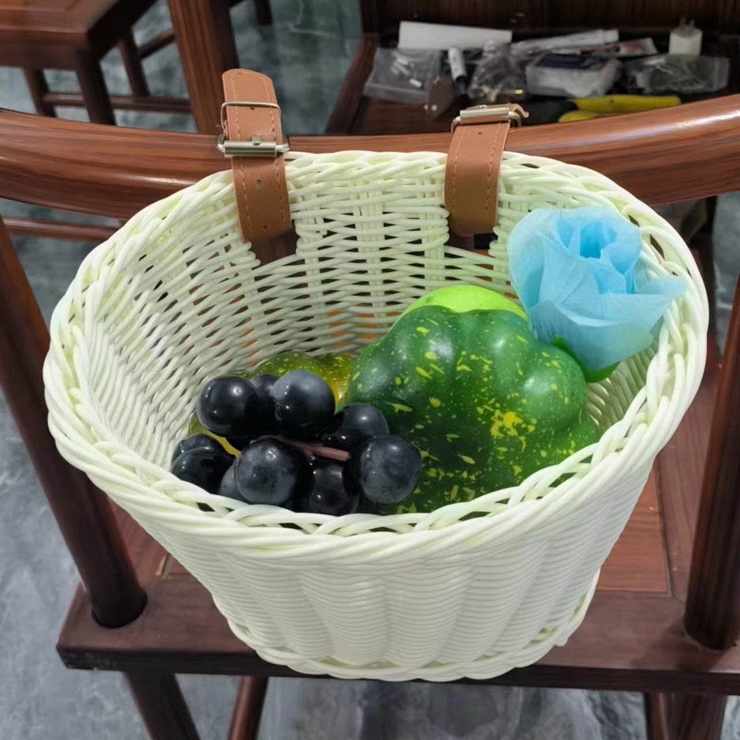 Stylish Woven Storage Basket with Leather Straps Kalsten
