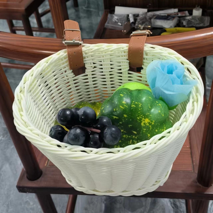 Stylish Woven Storage Basket with Leather Straps Kalsten