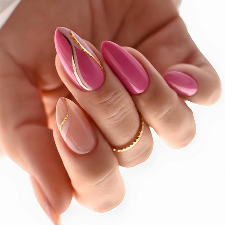 Elegant Press-On Nail Art Set with Artistic Gradient Design Kalsten