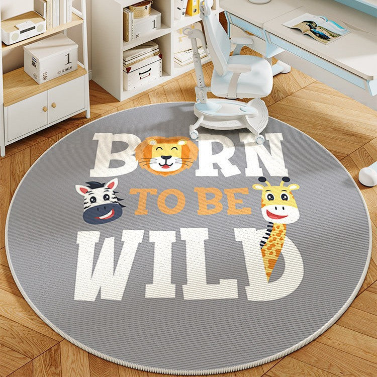 Round Cartoon Panda-Themed Area Rug
