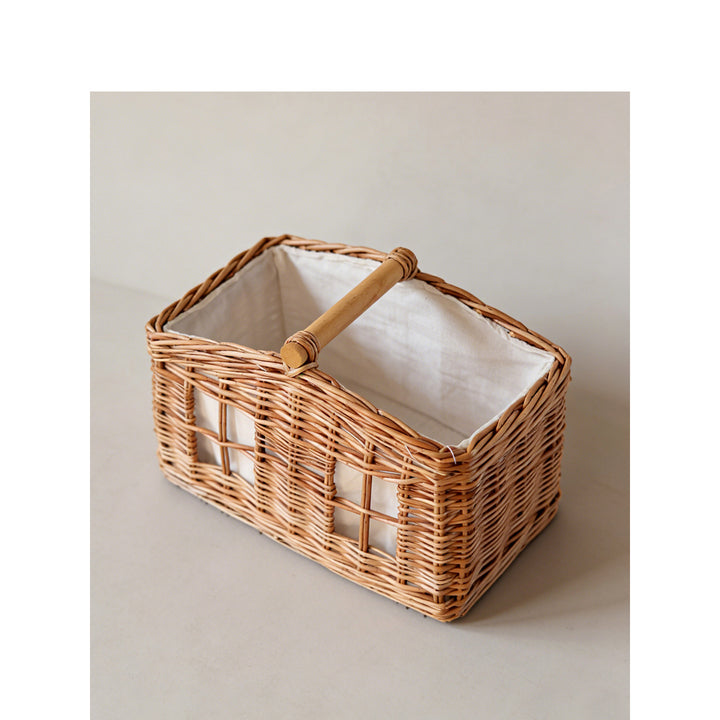 Large storage basket with wooden handle Kalsten
