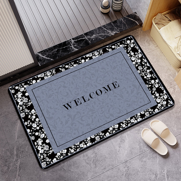 Vintage Floral Pattern Bath Mat Kalsten