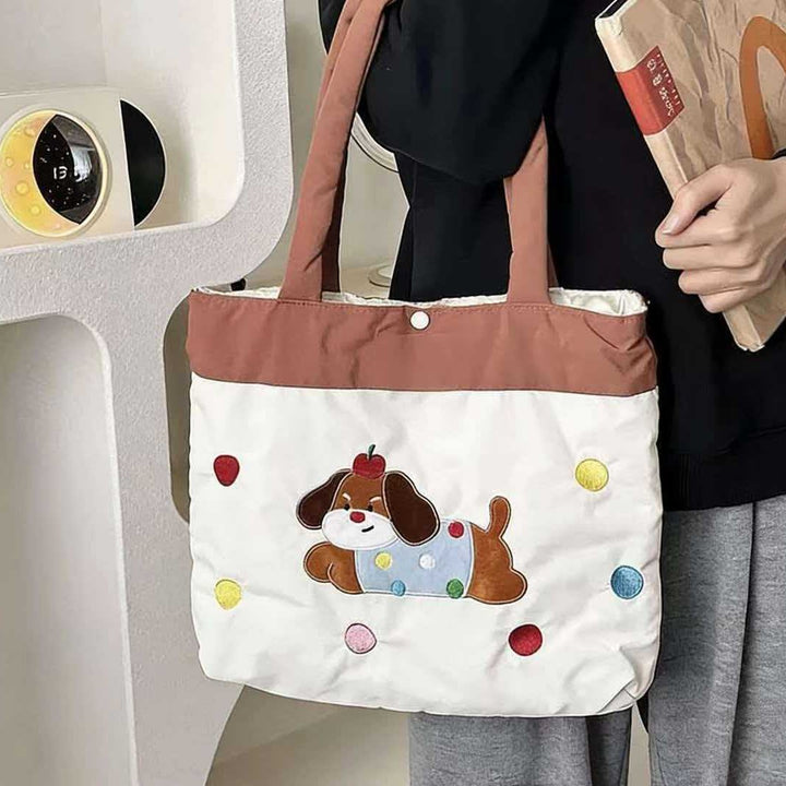Cute Dog Embroidered Tote Bag Kalsten