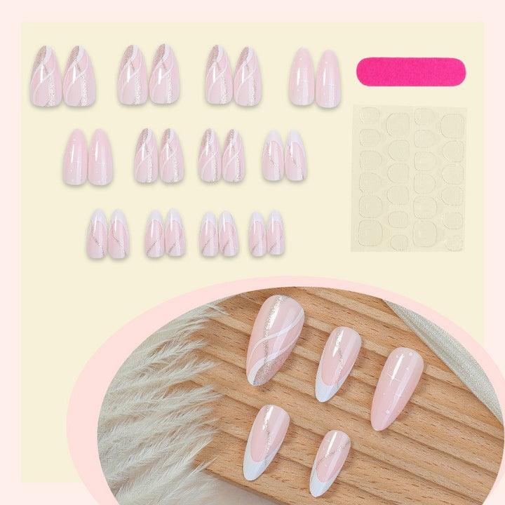 Premium Press-On Nail Art Set with Elegant Swirl Design Kalsten