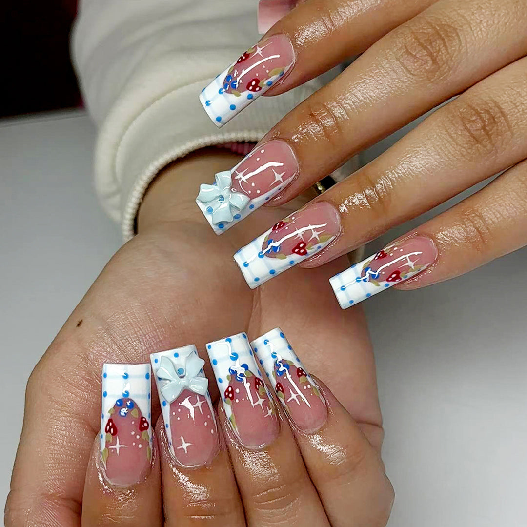 Artistic acrylic nails with playful design Kalsten